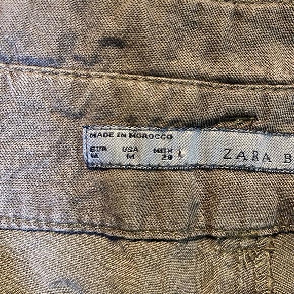 Zara Womens Cropped Casual Pants Size Medium Brown Pleated Lightweight Trousers - Picture 5 of 11